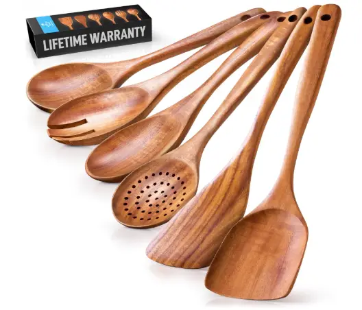 Zulay Kitchen 6-Piece Wooden Spoons for Cooking