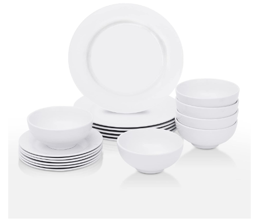 SUPER DEAL Round 18-Piece White Kitchen Dinnerware Set